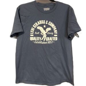 Levis T Shirt Large Mens Blue Graphic Tee Levi Strauss Quality Crafted Eagle L